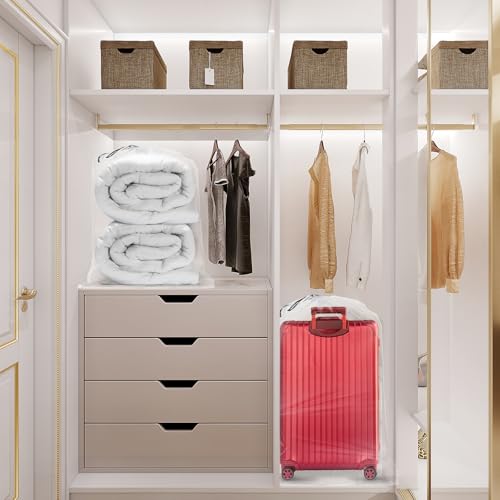 Fasmov 8 Pack 31x62 inches Extra Large Clear Drawstring Plastic Bags, Big Giant Storage Bags, Multi-Purpose Dust Covers Drawstring Plastic Bags for Luggage, Suitcase, Furniture, Reusable