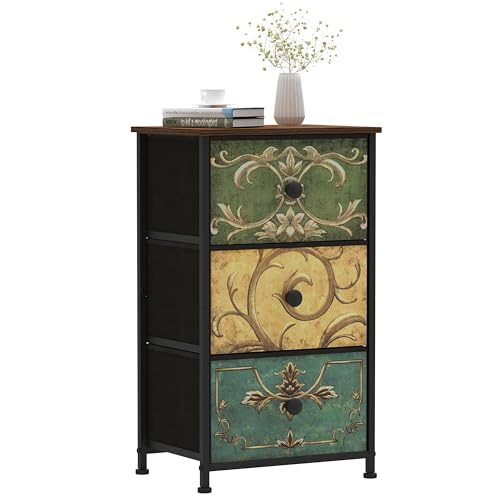 Small Dresser for Bedroom with Retro Flower Narrow... (Multi Color | Engineered Wood)