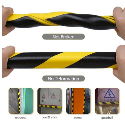 Wall Edge Corner Guards 196.9in (5m), Yellow & Black Foam Protector Padding with Self Adhesive Backing for Garage Walls, Shelves, Corners & Equipment Protection