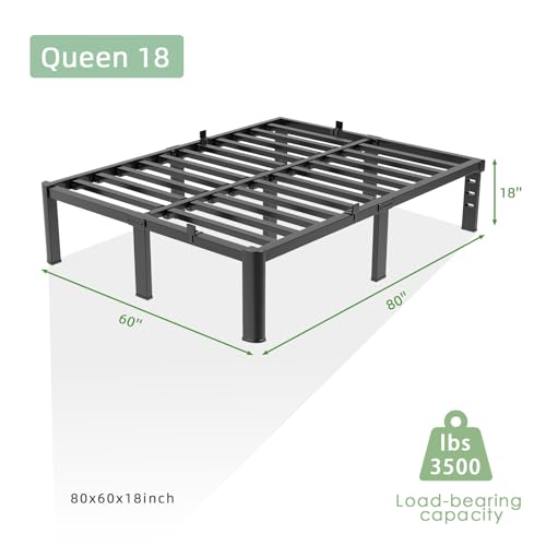 Queen Bed Frame, 18 Inch Heavy Duty Steel Platform, Noise-Free