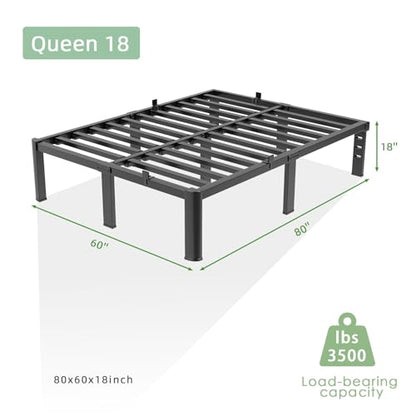 Queen Bed Frame, 18 Inch Heavy Duty Steel Platform, Noise-Free