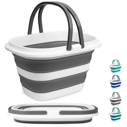 Large Collapsible Mop Bucket, 16L(4.2 Gallon) Plastic Bucket for House Cleaning, Car Washing, Silicone Cleaning Supplier Organizer, Portable Basket with Handle for Laundry Storage, RV Camping, Fishing