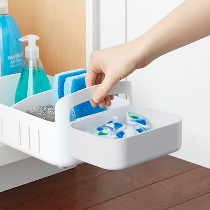 RollOut Caddy Rolling Storage Bin with 2 Adjustabl... (White | Plastic)