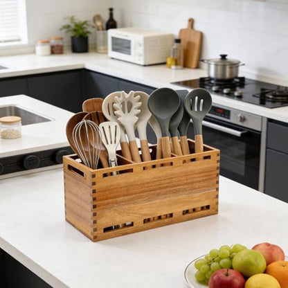 Acacia Wood Large Utensil Holder for Kitchen Count... (Acacia wood)