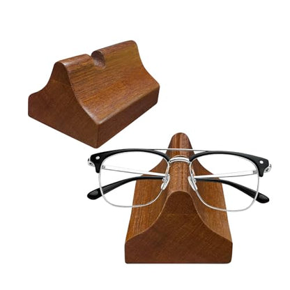 2 Pcs Glasses Stand, Wood Eyeglasses Holder for Desk , Sunglasses Display Case for Home, Office, Desk, Countertop, Nightstand