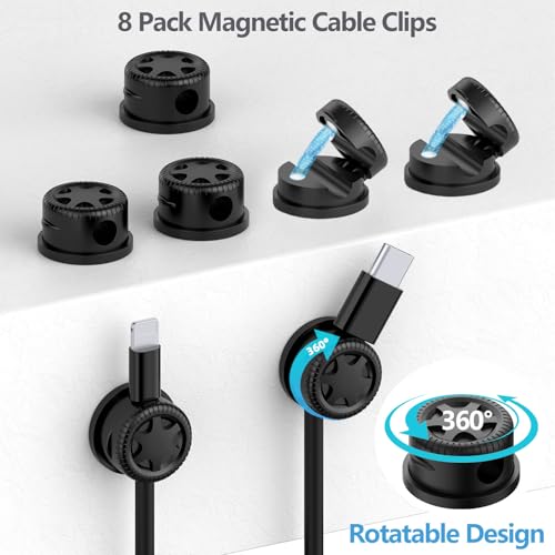 328Pcs Cable Management Kit, 8 Magnetic Cable Holder 69 Cable Clips | 4 Cable Sleeve Split,22Reusable Cable Strap,200 Nylon Cable Zip Ties ,25 Mounts TV Office,Nontoxic,Extra Strong Durable