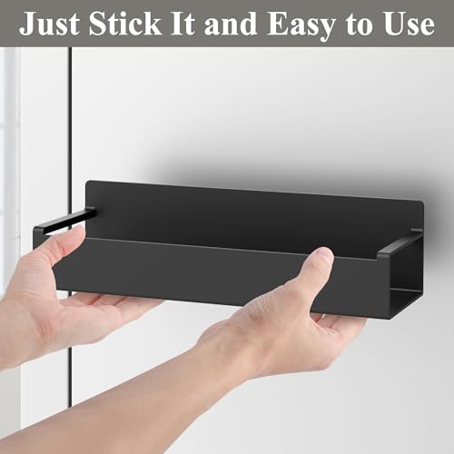 Magnetic Water Bottle Holder for Fridge Black, 4 Pack | Tumbler Organizer with Hooks, Cup Holder Organizer Storage, Refrigerator Shelf for Stanley, Owala
