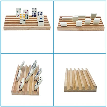 Wooden Domino Trays/Racks Set of 8 Mexican Train Domino Trays/Racks Double 12 Tiles Holders Rack Domino Tiles Holders Domino Wood Holder【 Dominoes not Included】