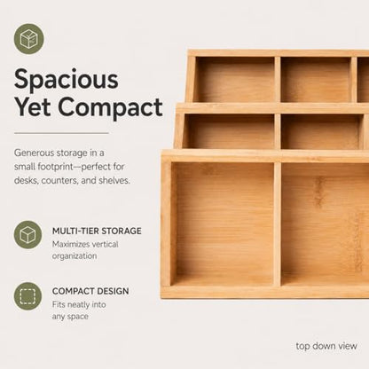 Theodore Tea Bag Organizer – Wooden Tea Organizer and Storage for Home, Kitchen, Office – 180 Tea Bag Holder - Vertical Display Tea Box. Also for Coffee Pods, Sugar, Sweeteners and Creamers.