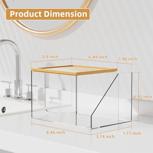 VITVITI Disposable Face Towel Holder Box, Acrylic Clean Skin Club Facial Towel Container, Large Disposable Face Towels Storage for Bathroom Vanity Makeup, Clear