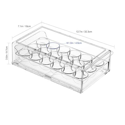 Egg Container for Refrigerator BPA Free Refrigerator Organizer Bins,Stackable Egg Holder for Refrigerator,18 Egg Tray,Clear