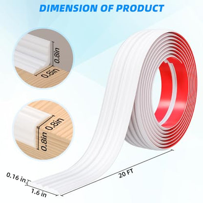 20FT Flexible Wall Corner Protector Moulding Trim, Peel and Stick Inside & Outside Wall Corner Guards Edge Protector,Self Adhesive Molding Trim Strip for Edge Ceiling