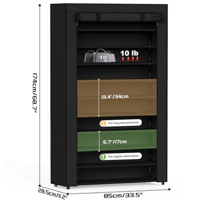 Mavivegue Shoe Rack with Cover, 10+1 Tier Tall Shoe Storage for 50-55 Pairs of Shoes, Shoe Organizer for Entryway, Closet