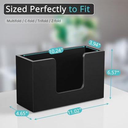 Wooden Paper Towel Dispenser Countertop, Bathroom Guest Towel Holder for Multifold C-Fold Z-Fold Trifold Hand Towels, Black Wood Napkin Holder for Kitchen, Vanity, Powder Room