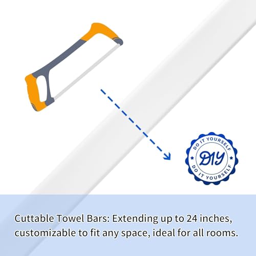 24-Inch Adjustable Towel Bar Replacement Rod Spring End Wall Mount Replacement Towel Bar for Bathroom and Kitchen Towel Storage