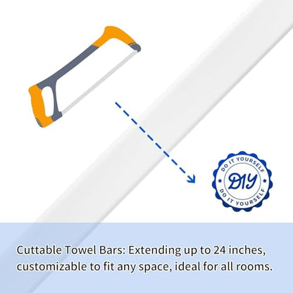 24-Inch Adjustable Towel Bar Replacement Rod Spring End Wall Mount Replacement Towel Bar for Bathroom and Kitchen Towel Storage