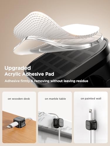 JOYROOM 12 Pack Magnetic Cable Clips, Cord Organizer Adhesive Wire Holder | Home Nightstand Office Desk Accessories, Car Wall Organization, Phone Charger Cord Holder Management, Cable Smooth Adjustable