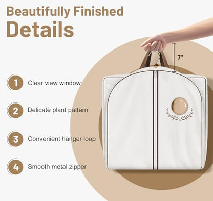 MISSLO 40" Cotton Garment Bags for Travel Waterproof Suit Bag Travel Mens Breathable Suit Cover Foldable Fur Coat Covers for Closet Storage for Women Short Hanging Clothes Bag for Jacket, Shirt, Dress