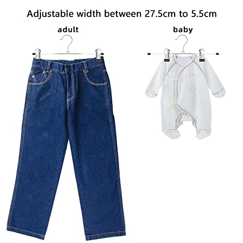 NORTHERN BROTHERS Pants Hangers 12 Pack Skirt Hangers with Clips Metal Adjustable Hanger for Pants Trousers Men Women Kids Clothes