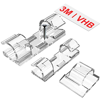 Outdoor Light Clips (Assorted Sizes, 60 PCS), Adhesive Cable Cord Organizer for Wall, Clear Wire Holder Electric Wires, PC Management Under Desk, Christmas LED M&L