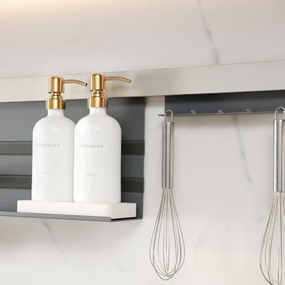 Gold Soap Dispenser Set | Glass Soap Dispenser with Stainless Steel Pump, Perfect for Modern Kitchen Counter Decor