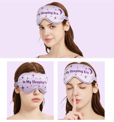 in My Sleeping Era 3Pc Lavender Satin Sleep Mask Gift Set for Music Fans | Era-inspired 13 Stars & Moon; Hidden 13 Scrunchie & Pouch; 360° Blackout; Soft Silky Satin; Post-Concert & Travel Use