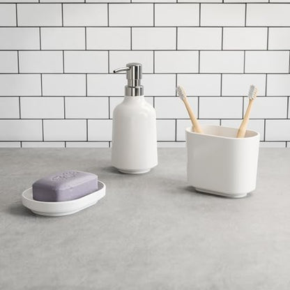 Umbra Step Soap Pump, Refillable Hand Soap Dispenser, 13 OZ, White | Melamine construction, glossy finish, durable for busy homes, kitchen or bathroom