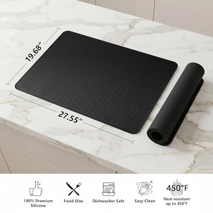 Stove Top Cover for Electric Stove - Silicone Stove Mat for Glass Top, Glass Cooktop Protector for Kitchen,Multi-Functional Oven Covers for Electric Stove (Black,28 x 20)