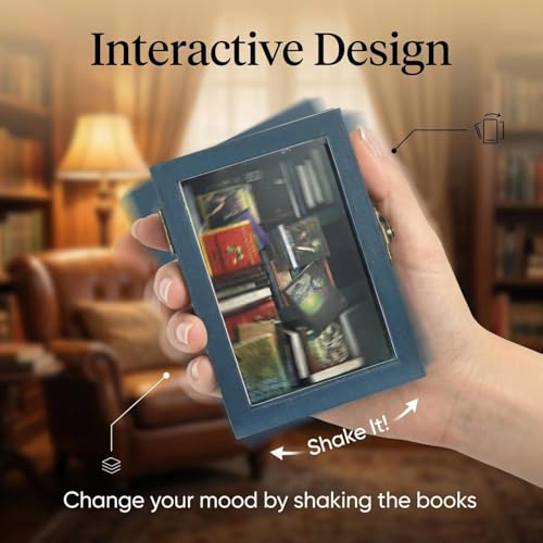 SIHPTO Mini Anxiety Bookshelf Desktop Decor Gift for Book Lovers | Mini Library Ornament with 60 PCS Mini Books, Stress Relief Fidget Decor for Home & Office