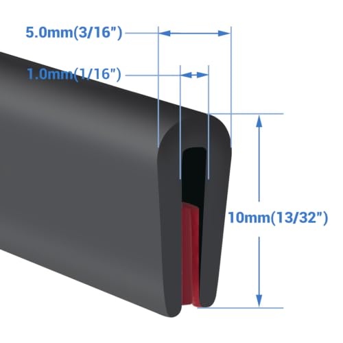 Rubber Edge Trim, Self-Adhesive Rubber Edge Trim, Edge Protector for Sheet Metal, EPDM Material, Fit 1/16"(1.0mm), Length 20Ft, Black Color