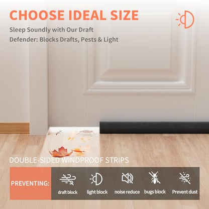 BKSAI Under Door Draft Stopper, 28-32in, Black | For Bottom of Door, Upgraded Under Door Gap Filler for Big Gap, No Folding Required, Soundproofing, Door bottom seal