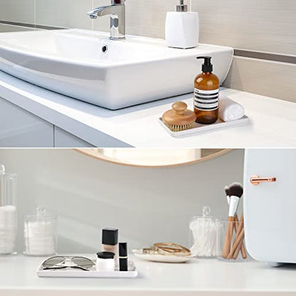 Gurygo 10" Ceramic Vanity Tray for Bathroom Counter - Large Rectangle Kitchen Soap Tray - Ceramic Trays for Kitchen Counter, White
