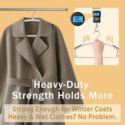 36 Pack Non-Slip Plastic Clothes Hangers with Rubber Pad for Coats | Plastic material, slim profile, 360° swivel metal hook, heavy duty, Closet/laundry use, for Coat, Suit, Shirt, Pant, Dress