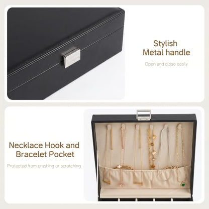 50 Grid Earring Holder Organizer,2 Layer Jewelry Box for Women | Faux Leather,Velvet Lining,Adjustable Divider,Jewelry Organizer for Ring Necklace and Bracelet,for Home Use and Jewelry Store