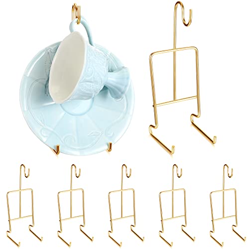 8 Pieces Tea Cup and Saucer Display Stand Holder M... (gold | Metal)