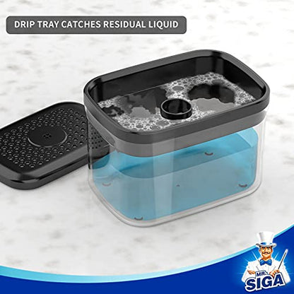 MR.SIGA Dish Soap Dispenser with Sponge Holder for Kitchen, Black | Dishwashing soap pump dispenser for sink, kitchen soap dispenser, dish sponge holder