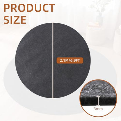 Waterproof Non-Slip Rug Pad, Round 7 Ft Carpet Pads for Large Area Rugs 1/8" Thick Felt Floor Protection Pad for All Floors and Finishes, Keep Rugs in Place and Provide Cushioning (7FT)