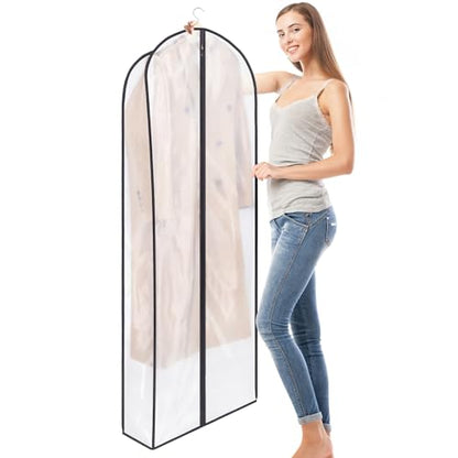 Zilink Fur Coat Storage Bags Dress Bags for Gowns Long 60 in, 2 Pack | 7 in Gussted, Wrinkle Free, Breathable, Dust Covers for Hanging Clothes for Leather Jacket Fur Coat Puffy Dress Storage