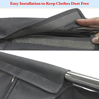 Simple Houseware 30"W x 54"H Garment Cover with Bottom Seal & Clear Window | for Clothes Rack/Closet/Hanging Clothes, Dark Gray