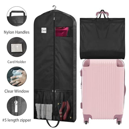 Dress Bags for Gowns Long, 65" Dress Garment Bags for Hanging Clothes, Dress Bags for Closet Storage and Traveling, Foldable Dress Cover