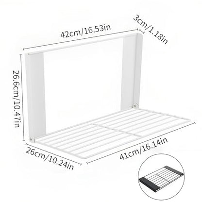 Magnetic Multi-Purpose Organizer Shelf – Space-Saving Side Storage for Washing Machine, Fridge & Bathroom, Folding Towel Rack for Laundry Room & Camper Sink Area – Black