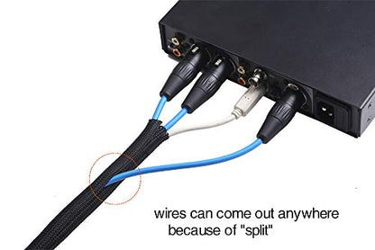 Alex Tech 25ft - 1/2 inch Cord Protector Wire Loom Tubing Cable Sleeve Split Sleeving For USB Cable Power Cord Audio Video Cable – Protect Cat From Chewing Cords - Black