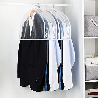 Zilink Clear Shoulder Covers for Clothes Dust Cover Protectors, 15 Pack | 2 in Gussted, Breathable, Dust Covers for Hanging Clothes for Suit, Coats, Jackets, Dress Closet Storage
