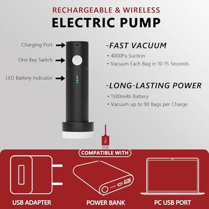 Travel Vacuum Bags for Clothing with Rechargeable... (Clear)