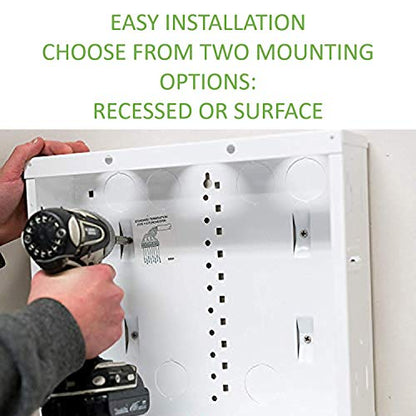 On-Q 28" Structured Media Enclosure with Hinged Cover Lock, 20 Gauge CRS, Flush or Surface Mount