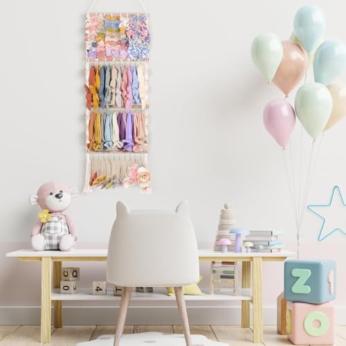 Headband Holder Bows Organizer For Girls Baby Hair Accessories Organizer | Bow Holder for Girls Hair Bows Organizer Wall Hanging Storage Baby Girl Nursery Decor Toddler Hair Accessories Organizer