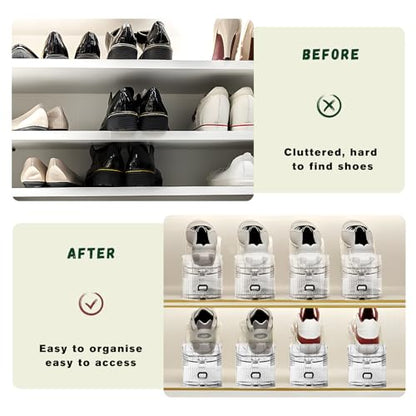 Shoe Slots Organizer for Closet,12PACK Shoe Stacker Shoe Rack Organizer for Closet Space Saver Storage Shoe Holder Organization(Transparent)