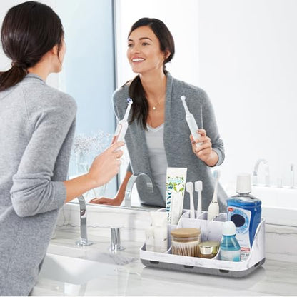 Marble Bathroom Countertop Organizer - Detachable... (Marble Grey | Plastic)