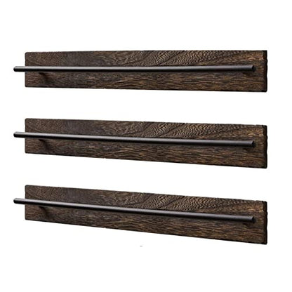 TANG SONG 3 PCS Rustic Wall Mounted Wood Sunglasses Storage Organizer Eyeglasses Holder Eyewear Display Rack for Office Desk Home Decor Gifts (Dark Brown)