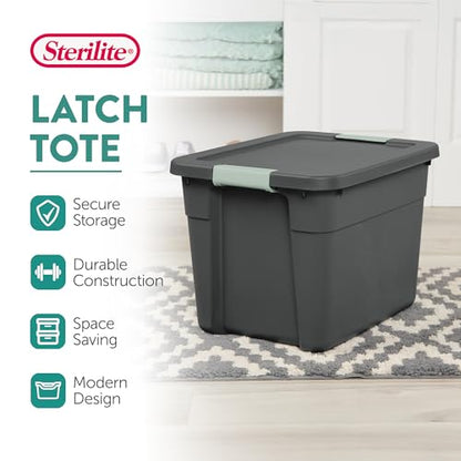 Sterilite Latch Tote Storage with Lids for Home & Office, 12 Gallon, 6-Pack | Heavy-Duty and Stackable Plastic Containers with Latches for Closet, Cabinet, Bedroom, Bathroom and Dorm Room Organization